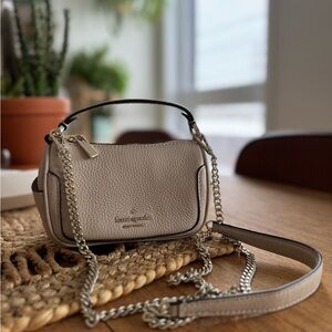Kate Spade Taupe Crossbody Bag with Chain Strap